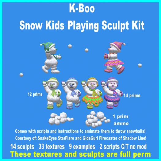 Second Life Marketplace - k-boo snow kids playing sculpt kit