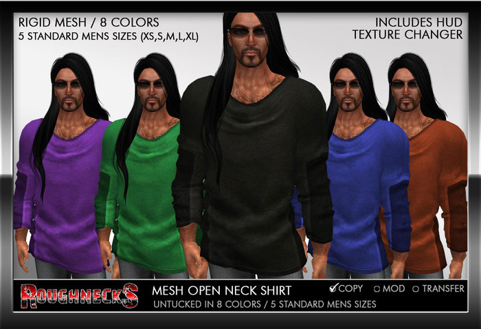 Roughnecks Mens Mesh Open Neck Shirt with HUD