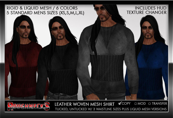 Roughnecks Mens Leather Woven Mesh Shirt