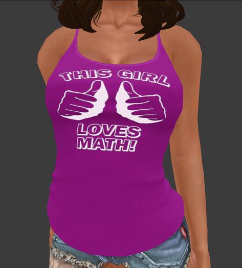 Ladies Mesh Cami "This Girl Loves Math" - Pink