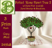 Valentine Potted Red  Rose Tree 1 w Shadow & Petal Poofer (On/Off) - 3 Prim)