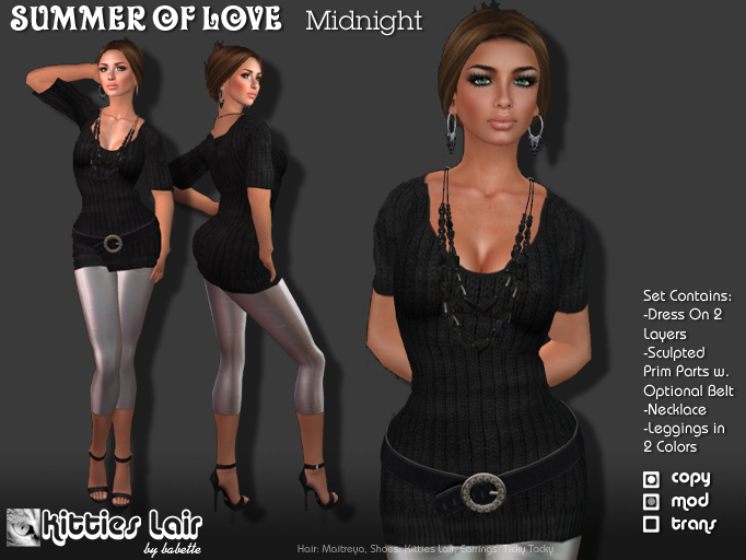 *KL* Knit Dress Summer Of Love - Black 