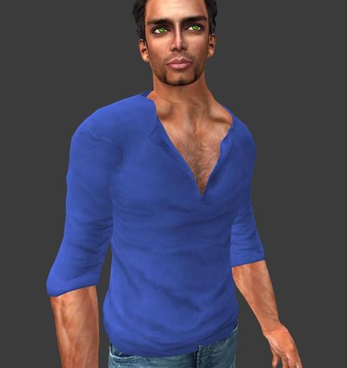 Mesh Rolled Sleeve Shirt - Blue