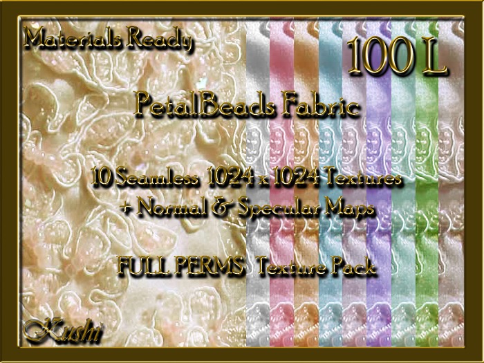 *Kushi* Petal Beads Fabric Seamless Textures Materials Ready Full Perms 1024x1024 Tileable Repeating