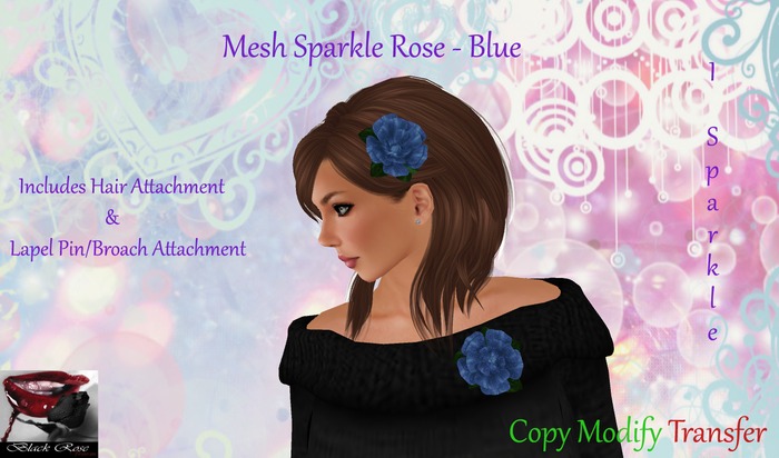 ~~{@BRV@}~~ Mesh Sparkle Rose - Blue {Boxed}