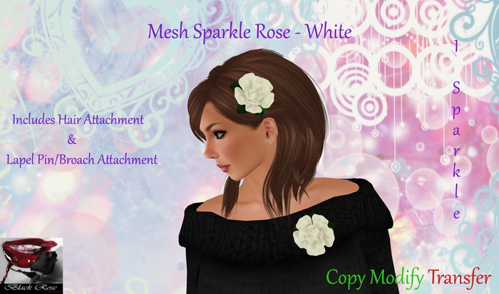 ~~{@BRV@}~~ Mesh Sparkle Rose - White {Boxed}