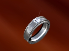 TM Mens Diamond Asscher-Cut Solitaire Wedding Band - Metal and Gem Change, Brightness and Resize
