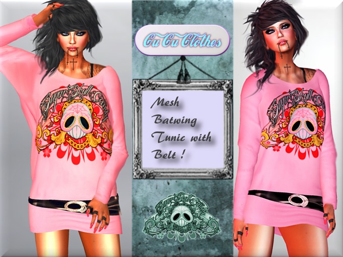 **CuCu! Batwing Tunic "suGar skuLL!" saLmoN