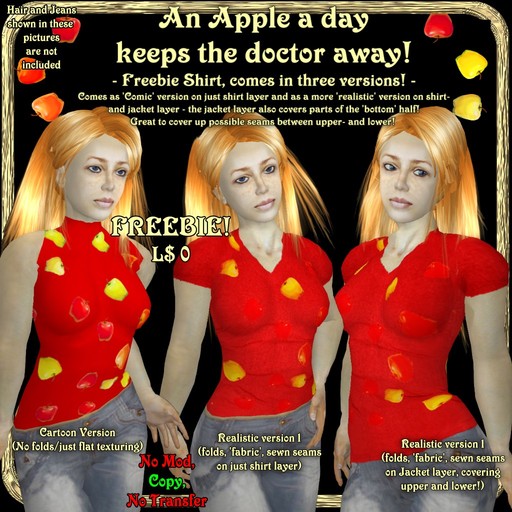Wunderlich's Freebie Apple Shirt - 3 Versions!