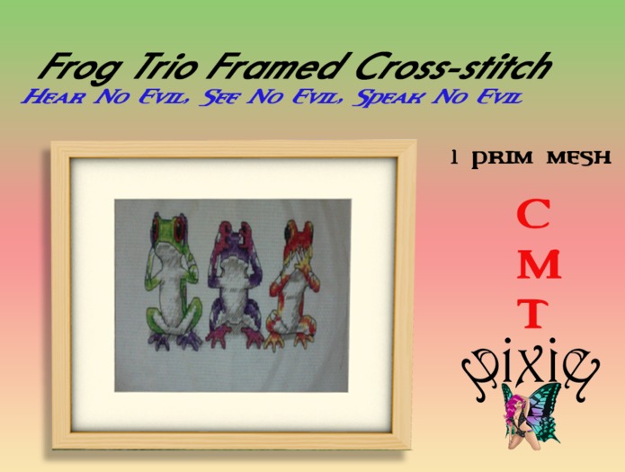 Frog Trio Framed Cross Stitch