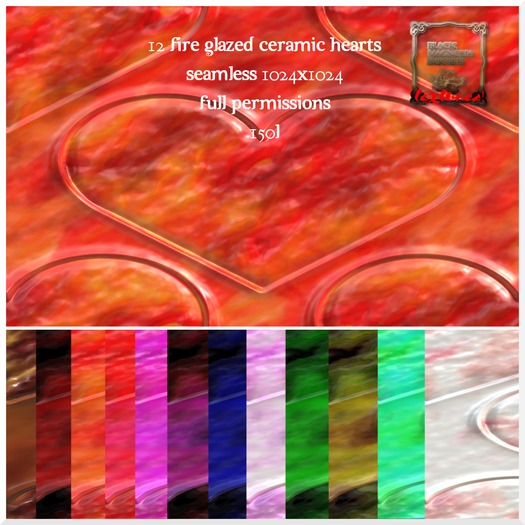Second Life Marketplace **BMI** Fire Glazed Ceramic Hearts