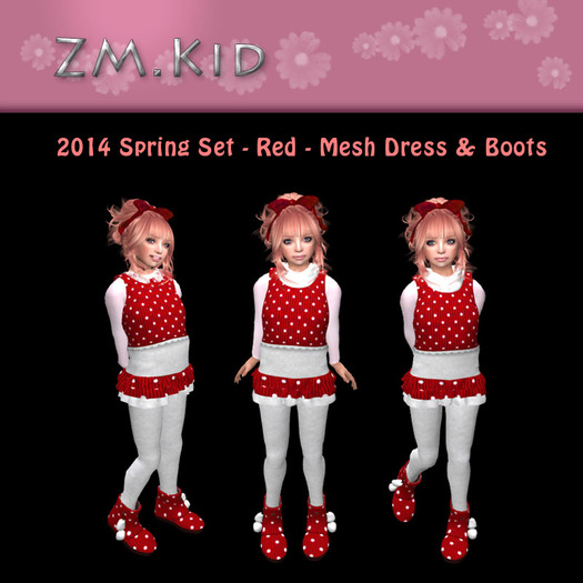 ZM Kid - 2014 Spring Set - Red (Mesh Dress with Boots)