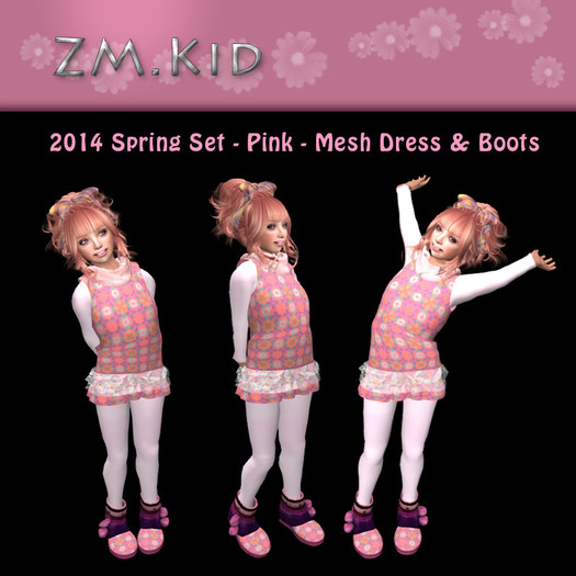 ZM Kid - 2014 Spring Set - Pink Mesh Dress with Boots