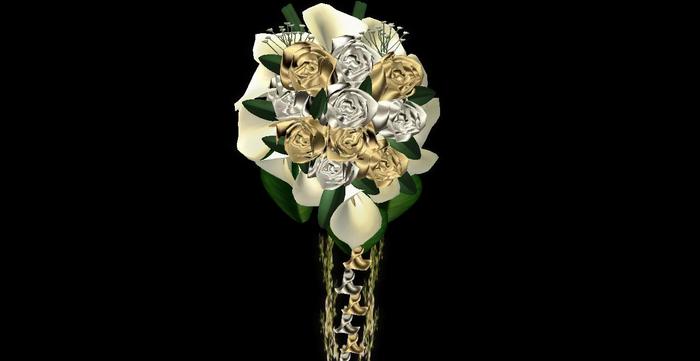 Bell bride bouquet silver/gold box