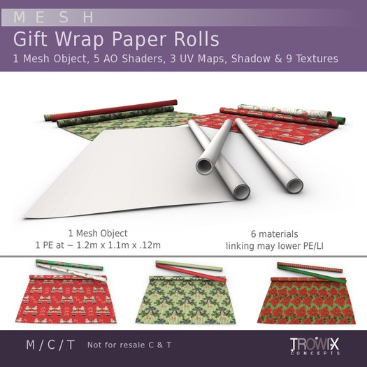 Trowix - Gift Wrap Paper Rolls Mesh Pack