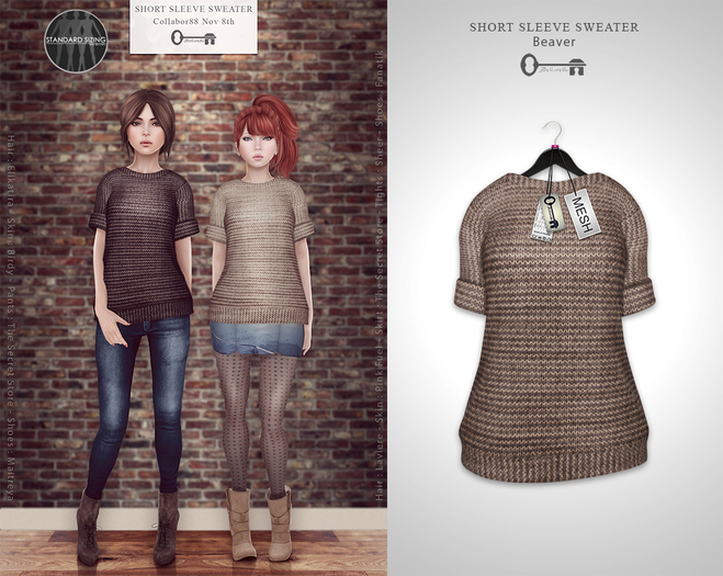  The Secret Store - Short Sleeve Sweater - Beaver 
