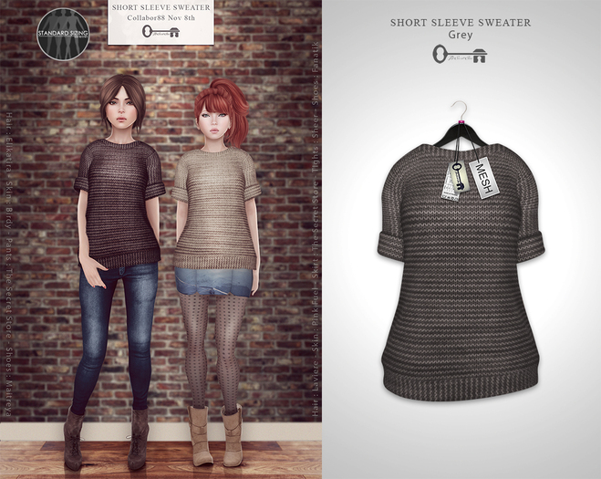  The Secret Store - Short Sleeve Sweater - Dimgray 