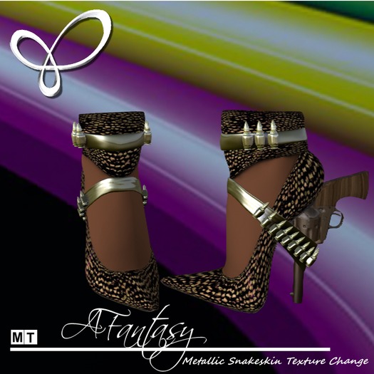 AFantasy Dark Metal Snake Texture Change Chain & Spike Heels
