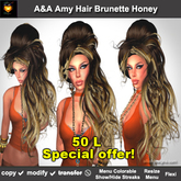 A&A Amy Hair Fire, beehive updo with colorable/show/hide front streak, Special Color! 