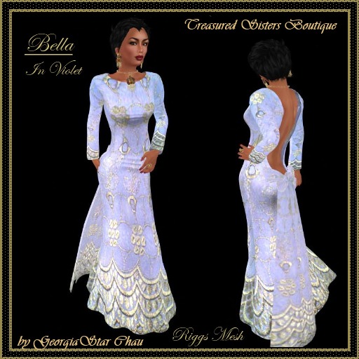 GSC Bella Violet R Mesh Evening Gown