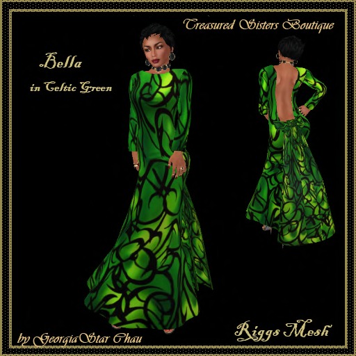 GSC Bella in Celtic Green R Mesh Evening Gown
