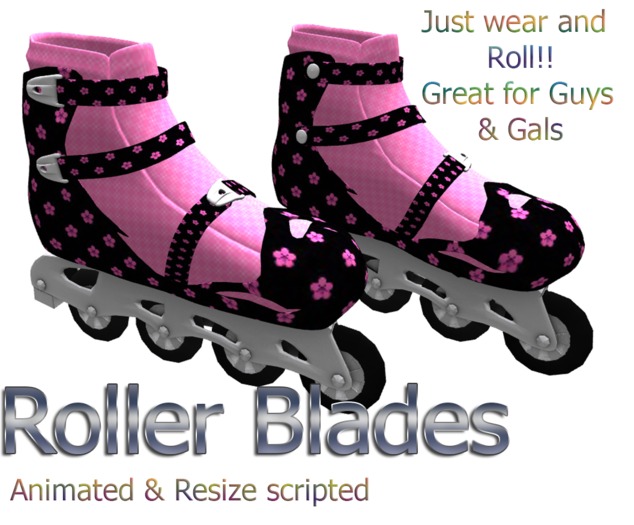 Roller Blades Pink & Black Flower