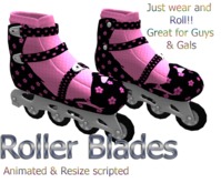 Roller Blades Pink & Black Flower