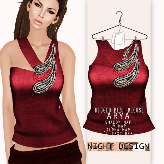 night's full perm rigged mesh blouse "ARYA"