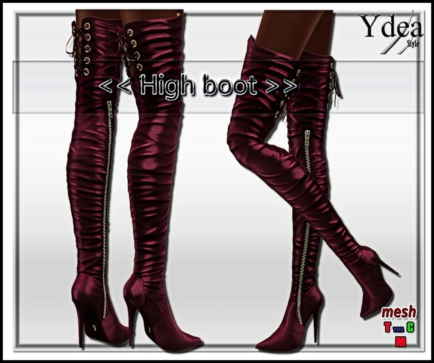 High Boots Red zip gold