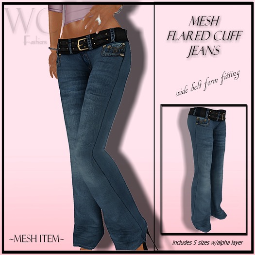WC Mesh Flared Cuff Blue Jeans