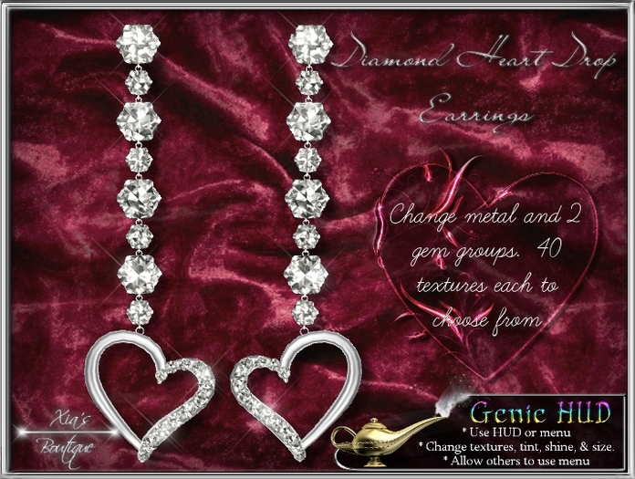 Diamond Heart Drop Earrings 