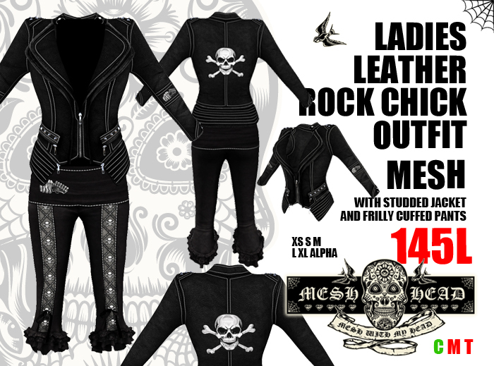 Mesh Head - Ladies Biker Babe Leather Jacket - All Sizes