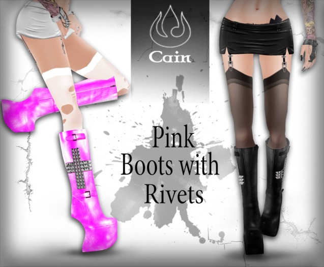 Cain - Boots with Rivets - Pink