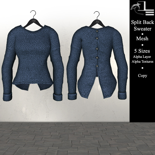 DE Designs - Split Back Sweater - Blue
