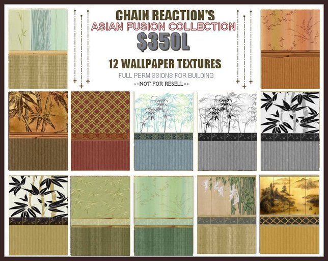 Second Life Marketplace - CR-ASIAN FUSION COLLECTION WALLPAPER TEXTURES
