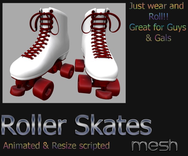 Roller Skates White & Red Laces