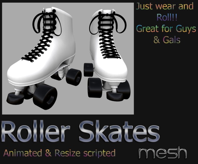 Roller Skates White & Black Laces