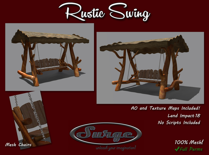 Rustic Swing - Full Permission for Builders - No Scripts Included