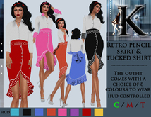 Keresma - Retro pencil skirt and tucked shirt