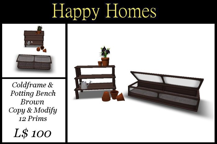 H.Homes ~ Potting Bench / Gardening Table & Coldframe Set ~ Brown Wood