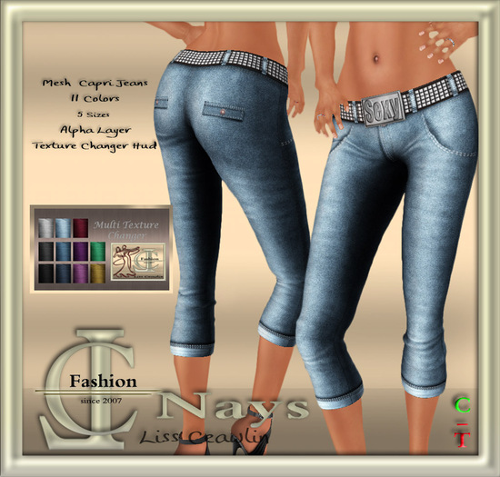 :LC:. Nays - Mesh Capri Jeans - multicolor