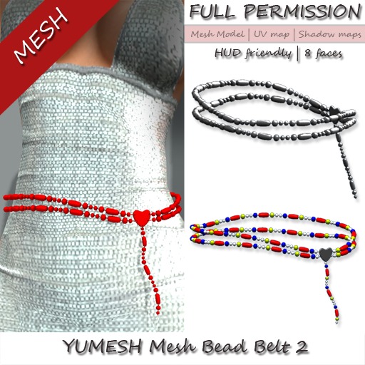YUMESH mesh Bead Waist Belt Double Full Perm