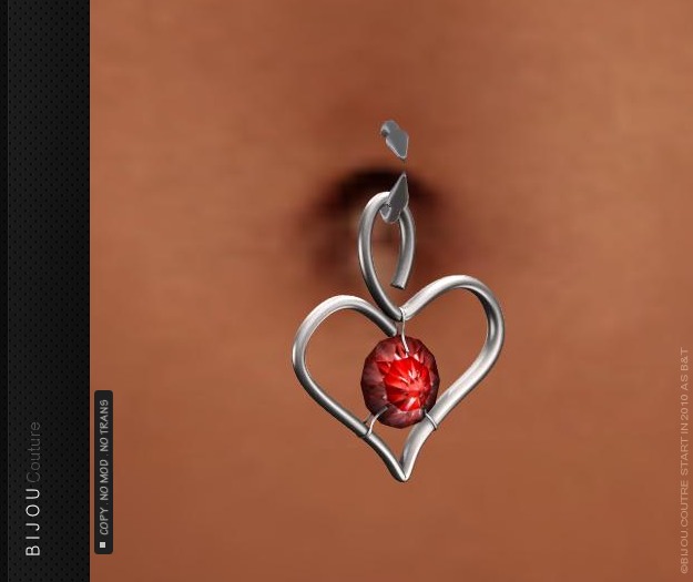 [Bijou]. Belly Heart Piercing Silver