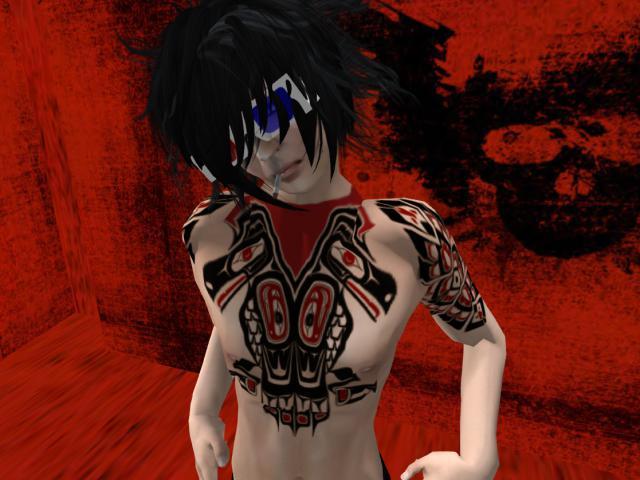 MG Red And Black Aztek TorsoTattoo