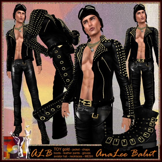 leather jacket and chaps