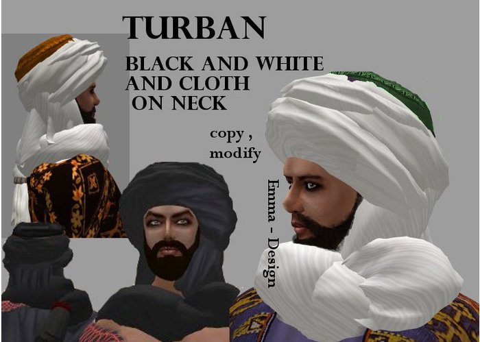 Turban black , white
