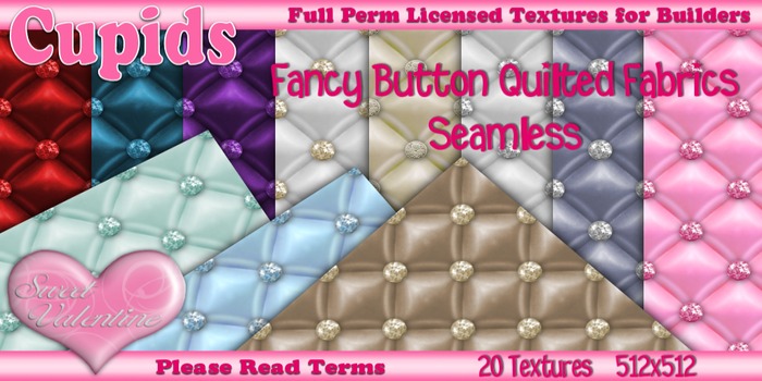 *Cupids Textures * 20 FANCY BUTTON QUILTED FABRICS SEAMLESS