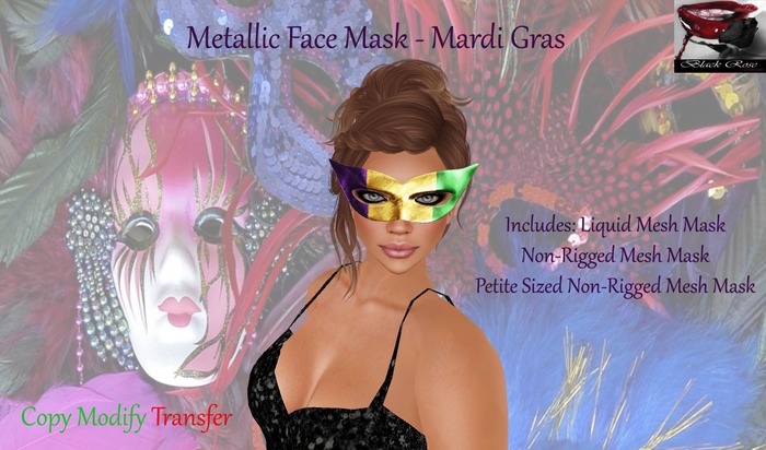 ~~{@BRV@}~~ Metallic Mask - Mesh - Mardi Gras