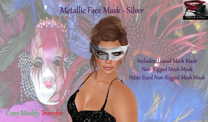 ~~{@BRV@}~~ Metallic Mask - Mesh - Silver {Boxed}