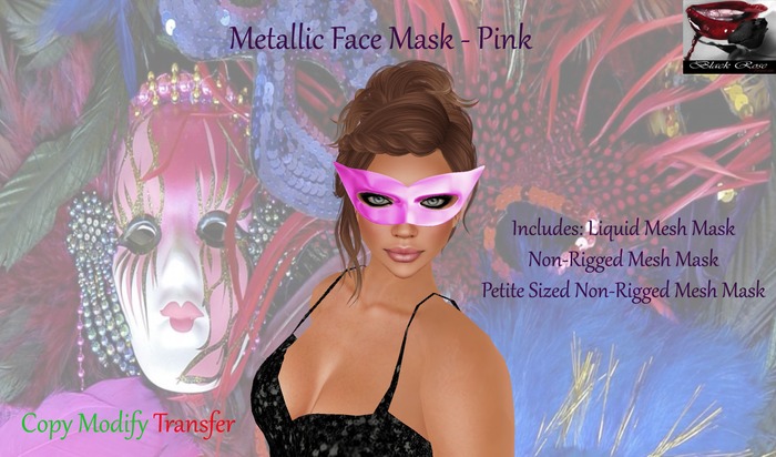 ~~{@BRV@}~~ Metallic Mask - Mesh - Pink {Boxed}